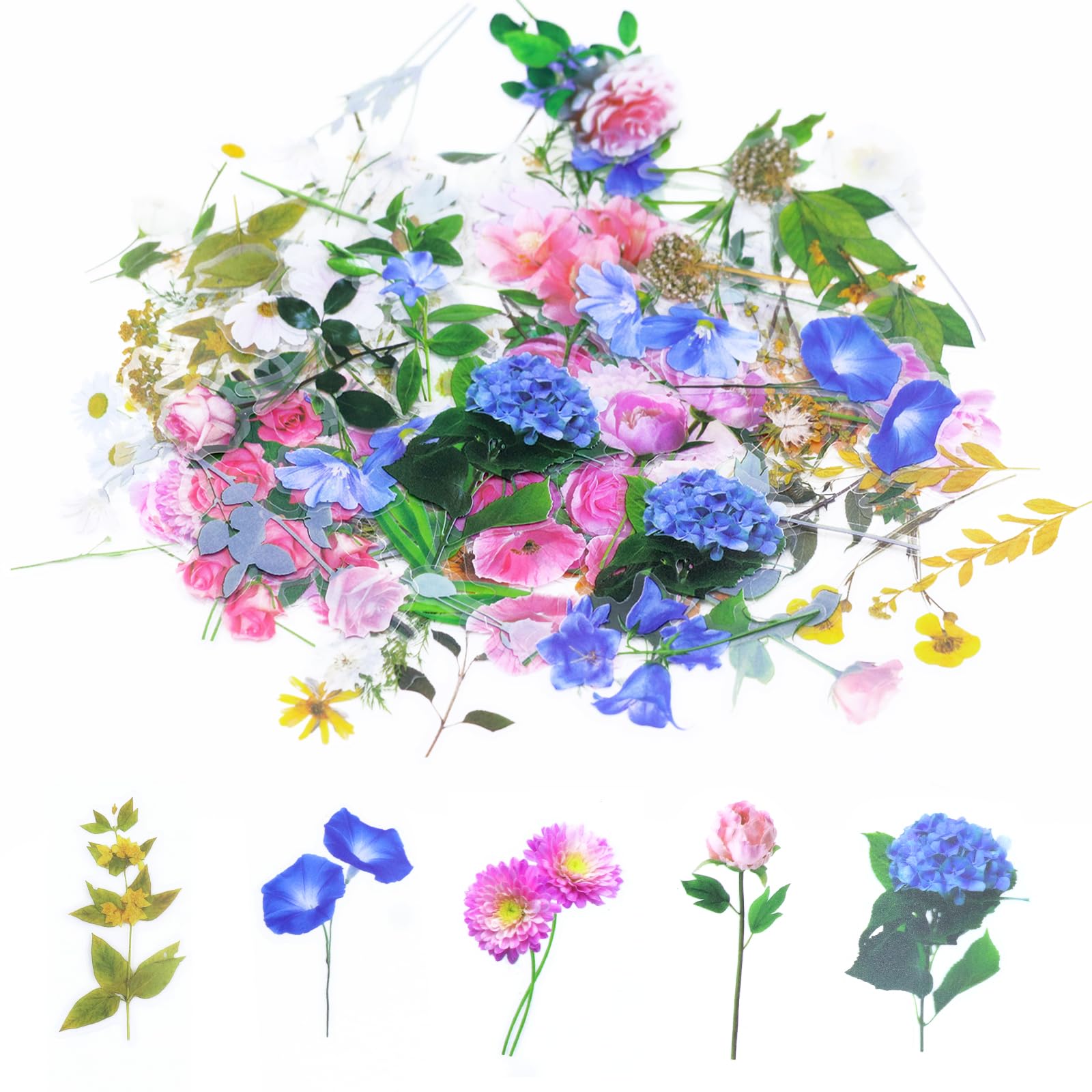Pegatinas Scrapbooking Flores Vintage Sticker Decorativas Transparente Stickers Temas Pegatinas Naturaleza Adhesivas Plantas Stickers Para Manualidades, Álbum De Fotos, Sobres, Cuadernos