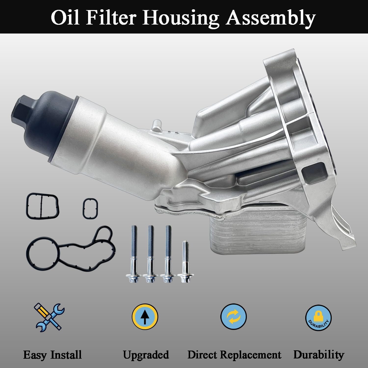 Upgrade Aluminium Oil Cooler Filter Housing Assembly Compatible with 2017-2021 BMW 230i 330e 330i 330i GT xDrive 430i 530e 530i 740e xDrive X3 X4 Replaces 11428596283