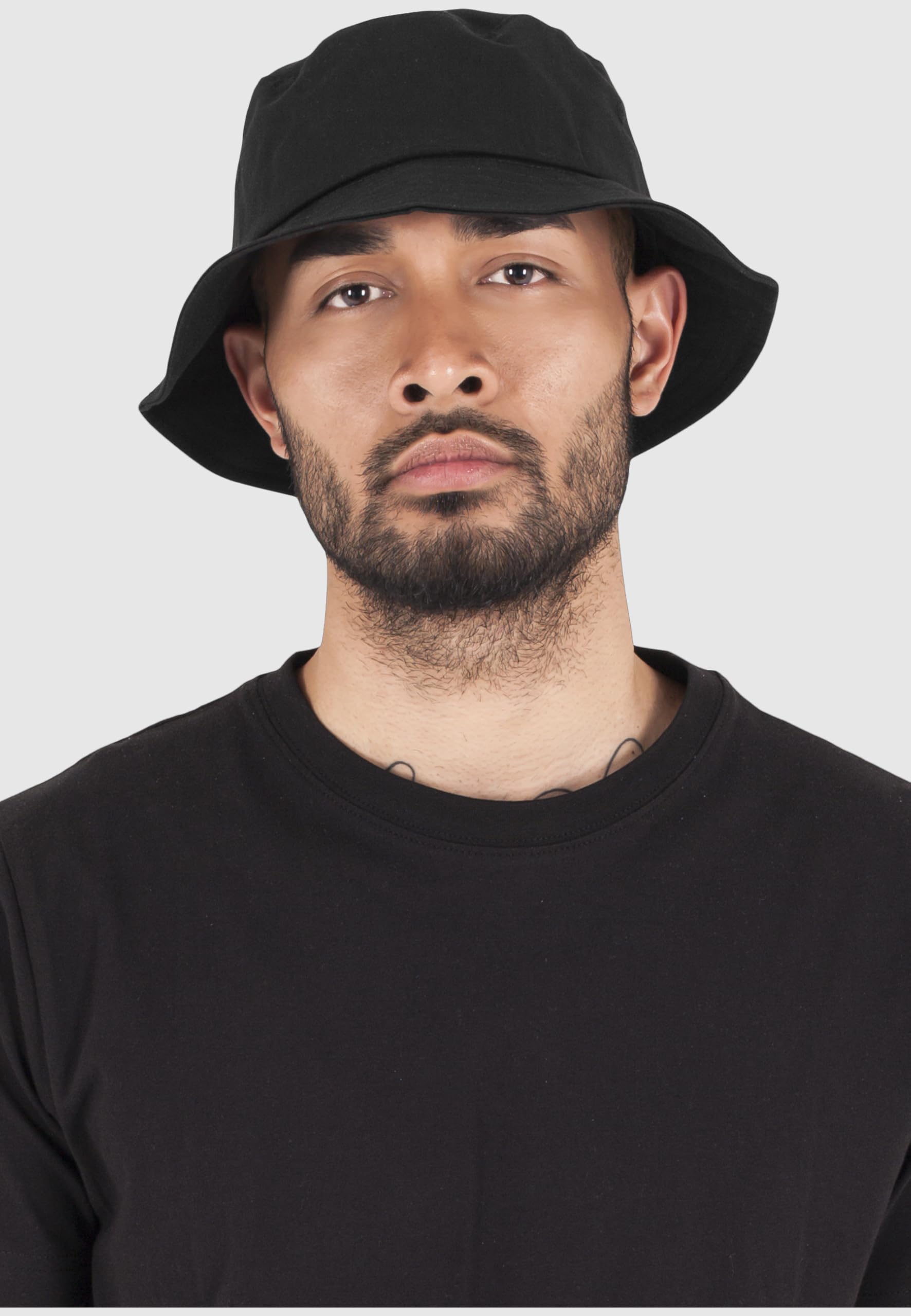 Flexfit Cotton Twill Bucket Hat Unisex Kapelusz Wędkarski, Czarny