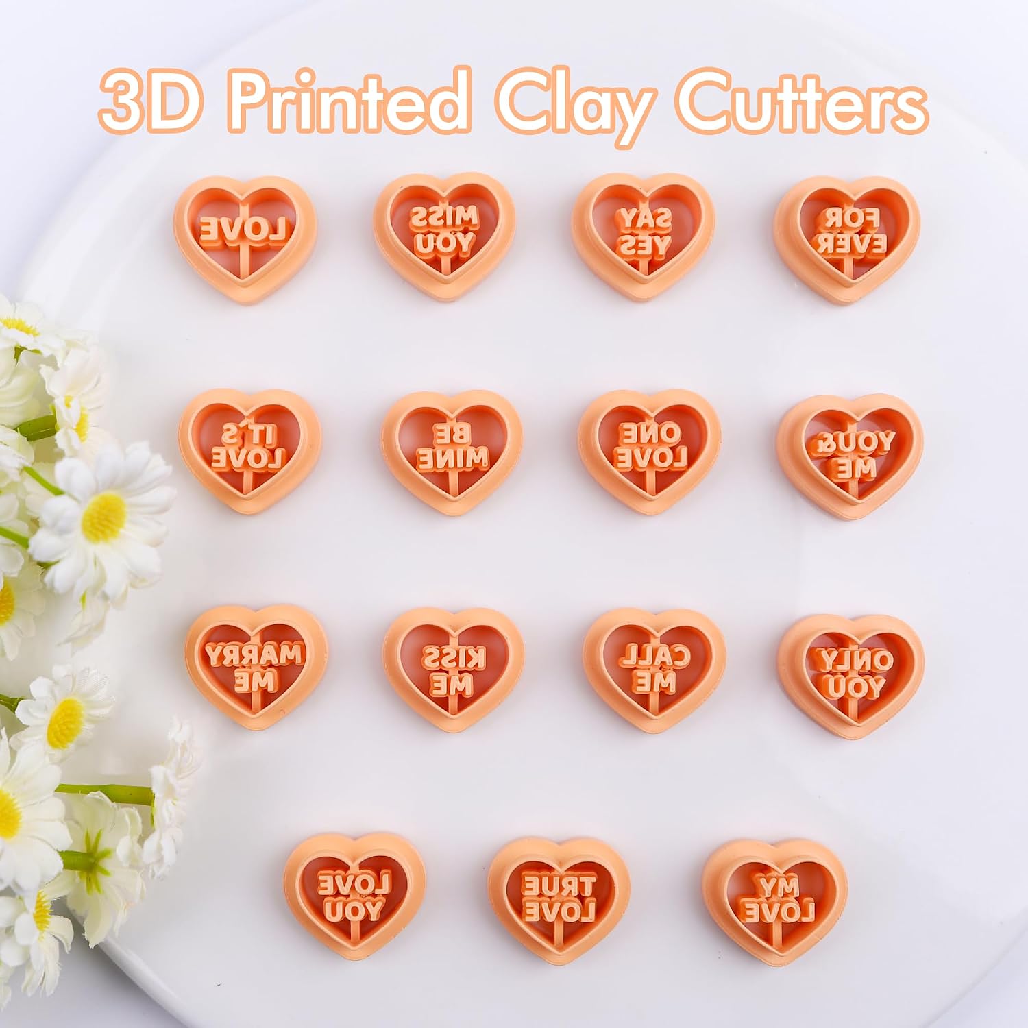 Puocaon Valentines Polymer Clay Cutters - Conversation Heart Valentine Clay Cutters for Earrings Jewelry Making