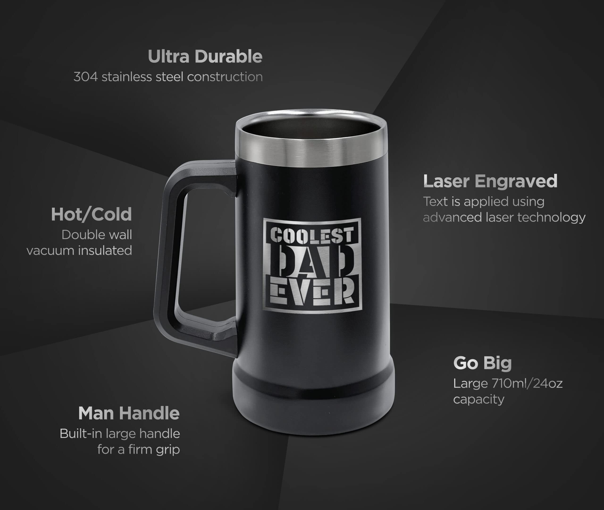 SoHo "I Identify As Sober" Funny Insulated Mug - 20oz Stainless Steel Beer/Coffee Cup With Handle, Gift Boxed