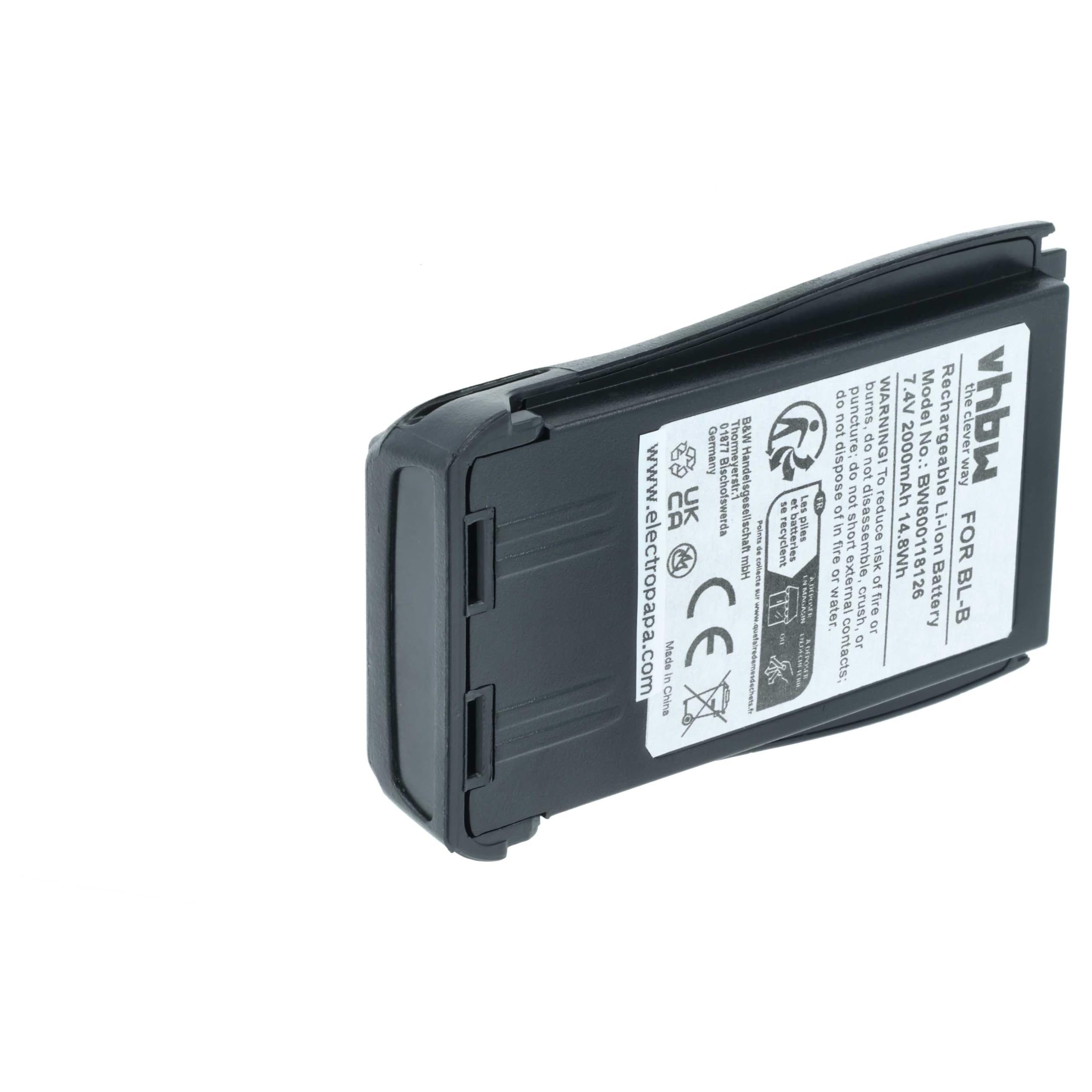 vhbw Batterie Compatible avec Baofeng UV-B6, UV-B5 Radio Talkie-walkie (2000mAh, 7,4V, Li-ION)