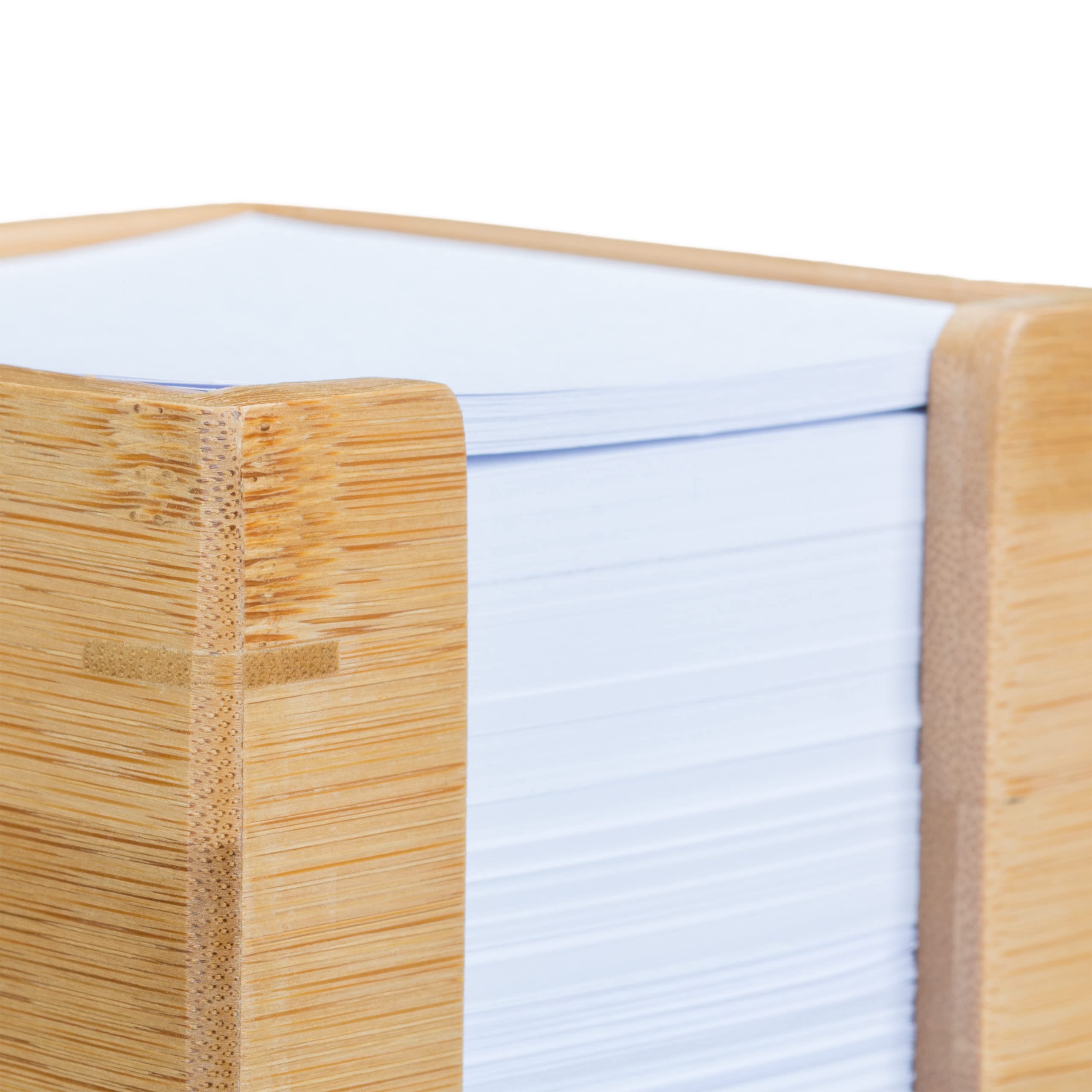 Relaxdays Cube mémo bambou, lot de 2, bloc-note 900 feuilles papier support pense-bête HxlxP: 10,5 x 10,5 x 10,5 cm, nature