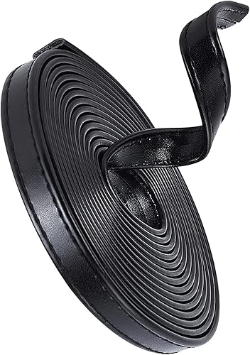 GORGECRAFT Correas de tira de cuero de doble cara de 118 pulgadas, cordón plano de 0.5 pulgadas de ancho, cuerda de cuero para hacer bolsas,