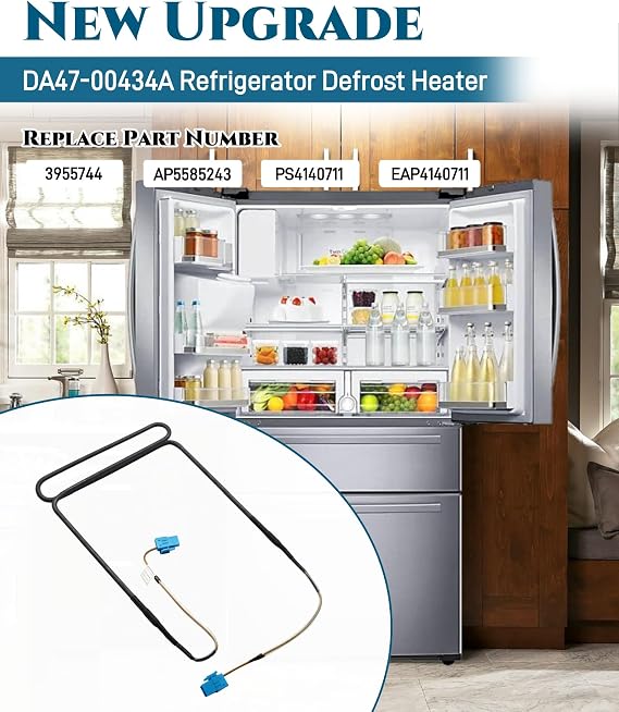 DA47-00434A Refrigerator Defrost Heater Replacement Part Fit For Samsung RF28HMEDBSR/AA,RF4267HARS/XAA,RF30HBEDBSR/AA,RF28HMEDBWW/AA,RF4267HAWP/XAA,Replaces 3955744,AP5585243,PS4140711,EAP4140711
