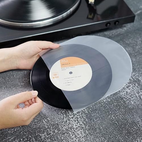 Miniatura 2 de sdroceRyaM 100 fundas interiores de disco de vinilo de 7 pulgadas, antiestáticas, de plástico, con parte inferior redonda, fundas protectoras para