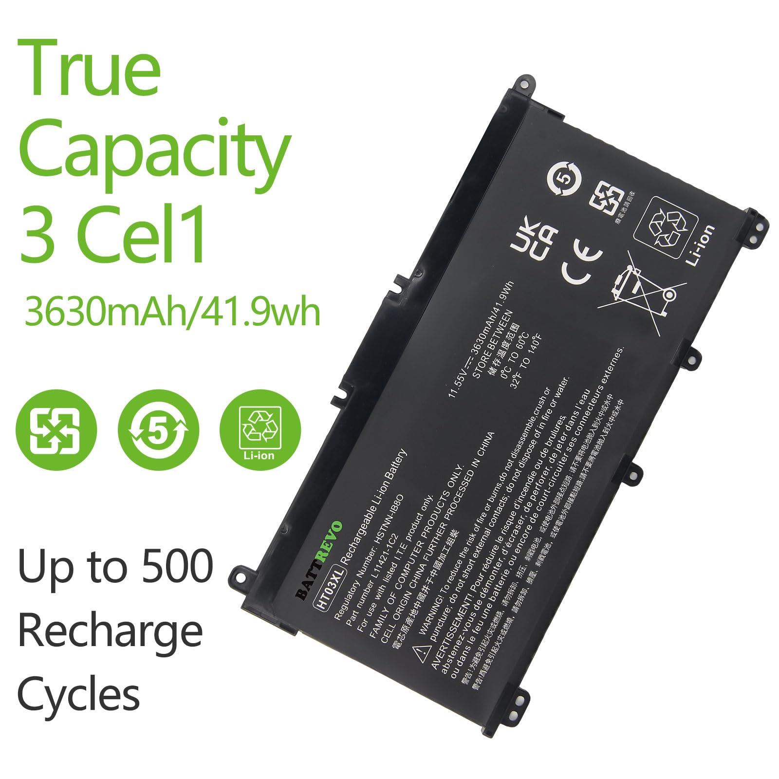 HT03XL HTO3XL L11119-855 Batteria per HP Pavilion 250 G7 255 G7 14-CE 14-CF 14-CK 14-cm 14Q-CY 14S-CF 15-CS 15-CW 15-DA 15-CR 15-CU 17-by 255 G7 340 G5 348 G5 L11421-542 L11421-2C2