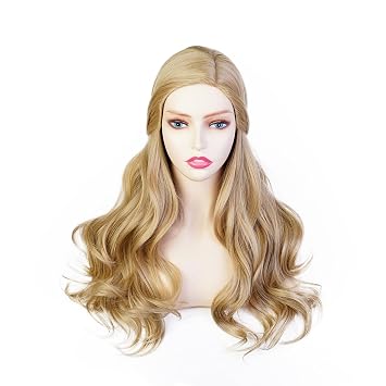 MORTICIA 28inch Princess Long Wave Natural Platinum Blonde Wig for Women Halloween Cosplay Costume Blonde wig