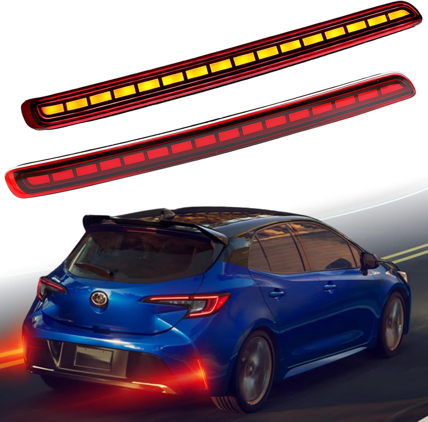 Rear Bumper Reflector Light Fog Light DRL Lamp Feature Kit for Toyota Corolla Hatchback 2019-2025 Tail Lamp,LED Rear Reflector Panel Tail Lamp,2 PCS (Smoked)