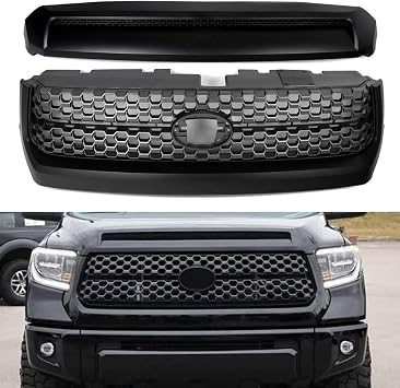 Front Bumper Grille & Hood Bulge Molding Matte Black Fit for Tundra 2014-2021