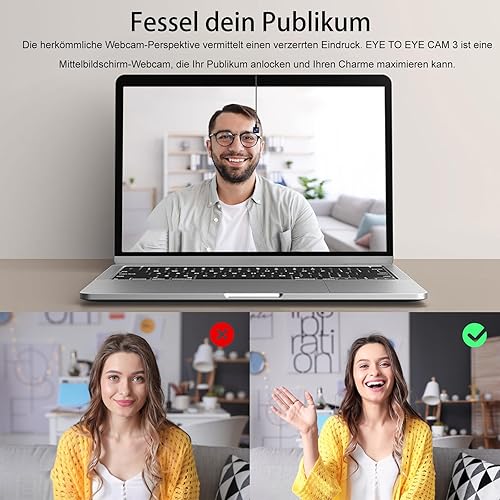 Miniatura 2 de Cámara web 4K de contacto visual con ventosa fija en la pantalla central, 8MP IMX179 CMOS, cámara de enfoque automático con lente de zoom, crea una