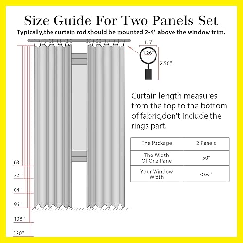 Miniatura 9 de Juego de 2 paneles de cortinas 100% blackout de lino, 84 pulgadas de largo y 50 pulgadas de ancho cada uno, con bolsillo para cortinero y anillos de