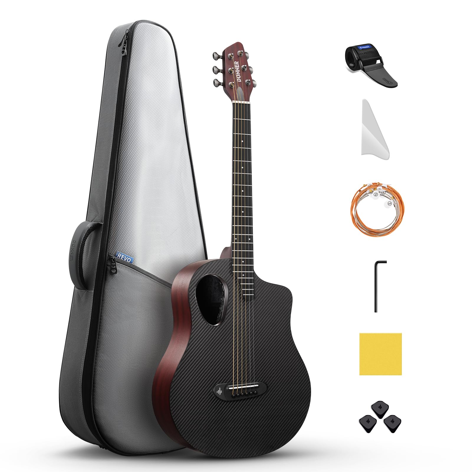 Amazon.com: Donner Carbon Wood Acoustic Electric Guitar Bundle for