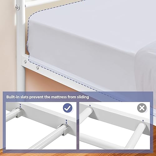 Miniatura 8 de Yaheetech Base de colchón de plataforma metálica individual XL con cabecera y estribo, no necesita somier debajo de la cama, listones de acero para