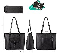 Vista 6 de Montana West Monederos de cuero genuino para mujer, bolsos Hobo con mango de herramientas y borlas