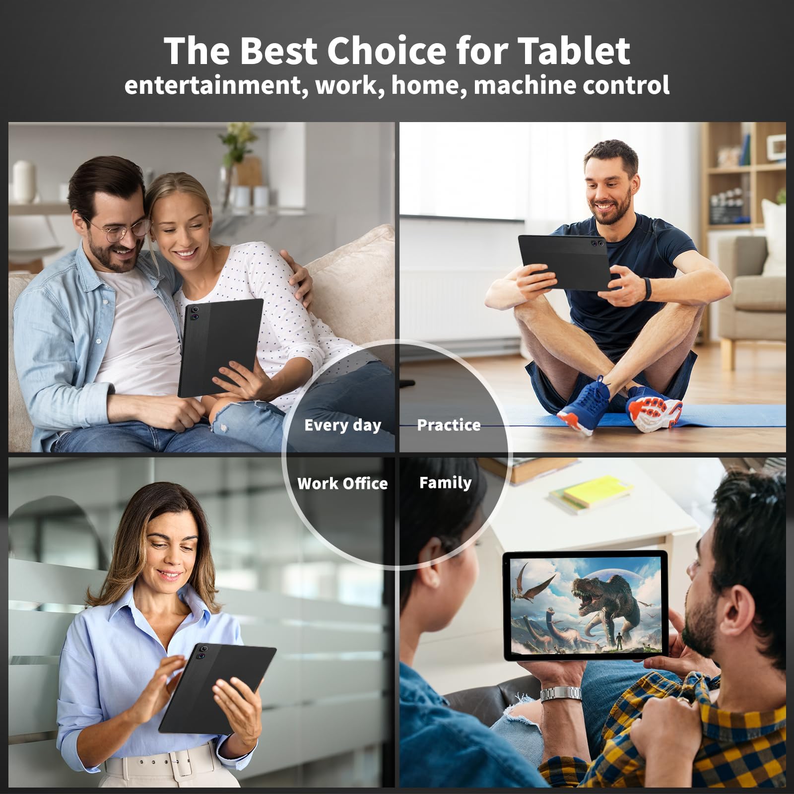 Ainmel Android Tablets, 10.36 Zoll Tablet, 10GB RAM 128GB ROM(1TB TF Expand), Octa Core, 1280 * 800 HD, 5G WiFi 6, BT 5.3, 5000mAh, Widevine L1, Dual Kamera Face ID Tablets Tab Pad (Grau)