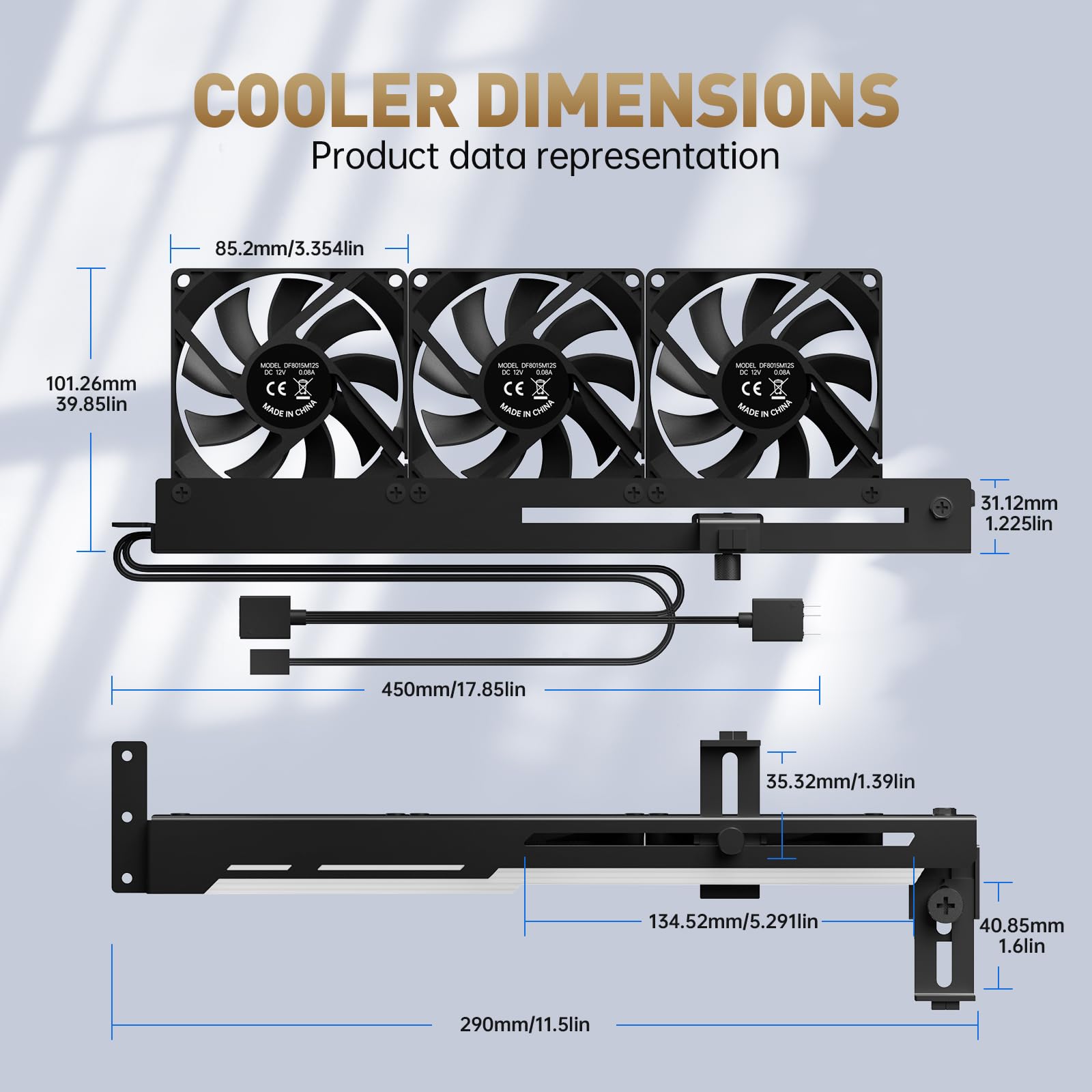 AsiaHorse Ventilador de PC PWM de 80 mm para tarjeta gráfica de computadora con soporte para tarjeta gráfica, Ventilador GPU ARGB de 5V 3PIN con control Aura Sync de placa base hasta 3000 RPM, Negro
