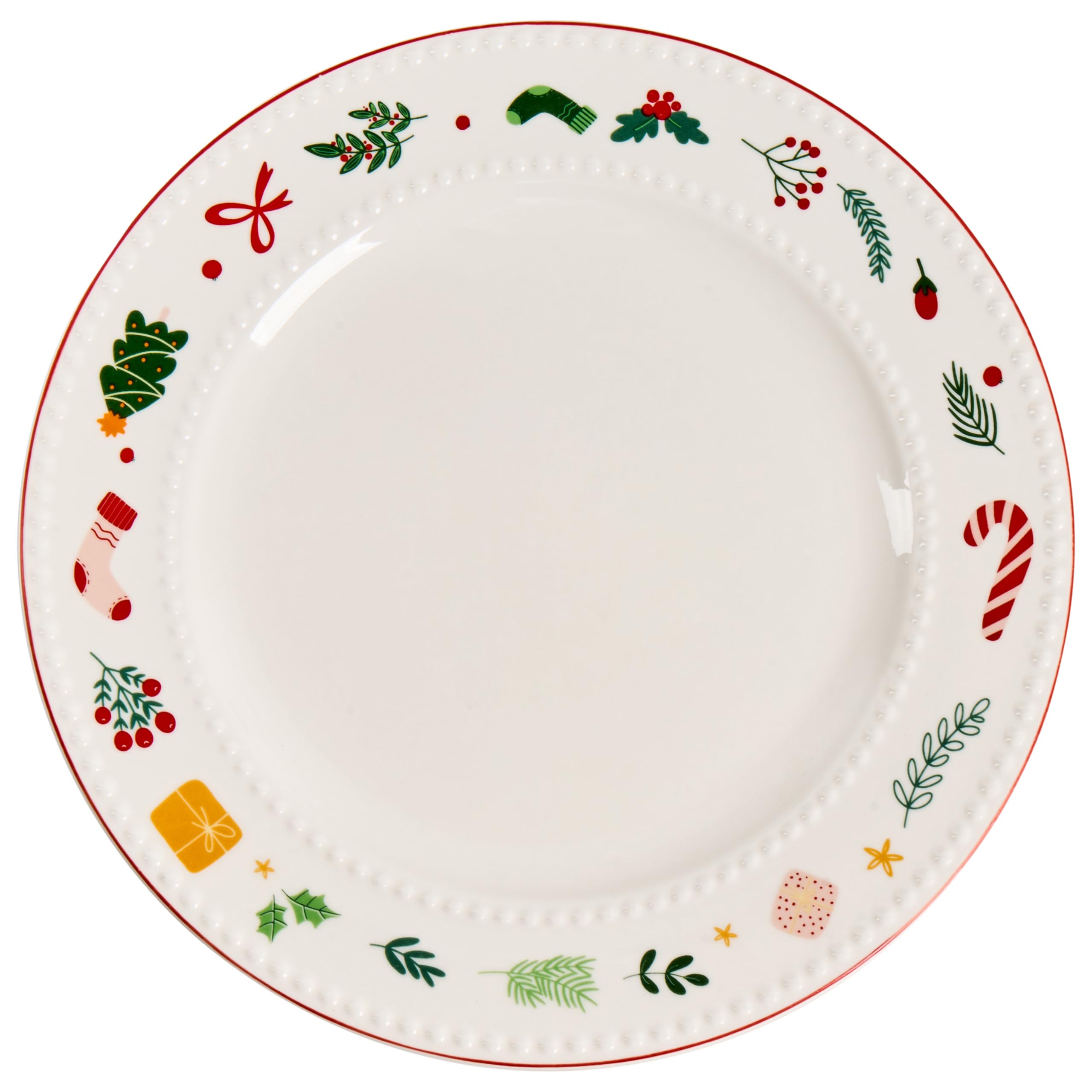Zestaw naczyń z porcelany 12-częściowy ręcznie robiony reaktywne szkliwo dla 4 osób choinka biały Saffron