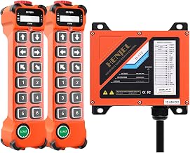 2 Transmitters and 1 Receiver 12-65V 12-Button Industrial Wireless Crane Remote Control Radio Controller for Overhead Gantry Bridge Crane Electric Chain Hoist Winch Lift