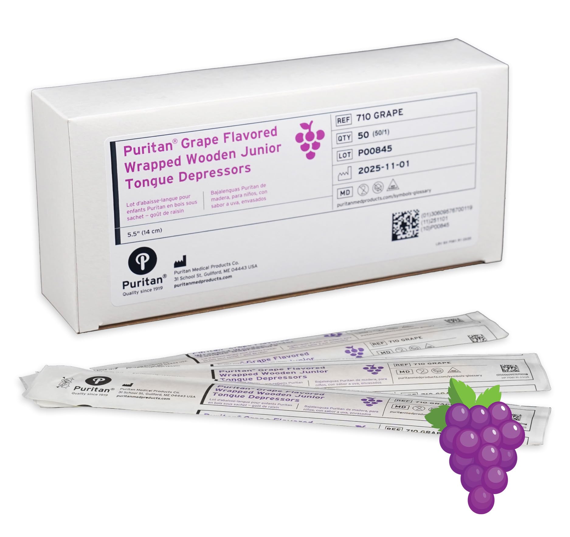 Super Duper Publications Fruit Big Pack - Depresores de lengua con sabor a cereza y uva (50 de cada uno) | Envueltos individualmente | 5.5 pulgadas, 100 unidades