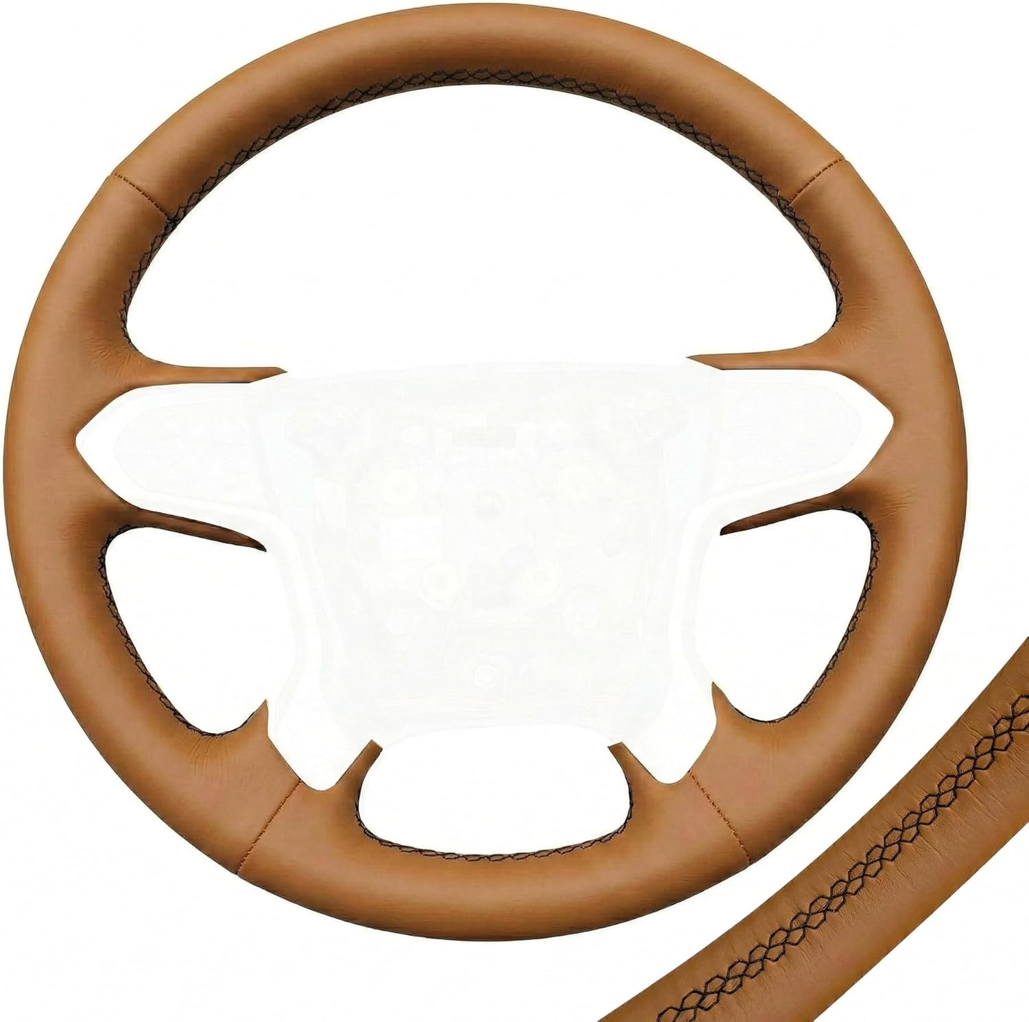RedlineGoods Steering Wheel Cover Compatible with Nissan Skyline R32 1989-93. Tailor Made - not Universal. Genuine top-Grade Italian Tan Leather with Black Thread