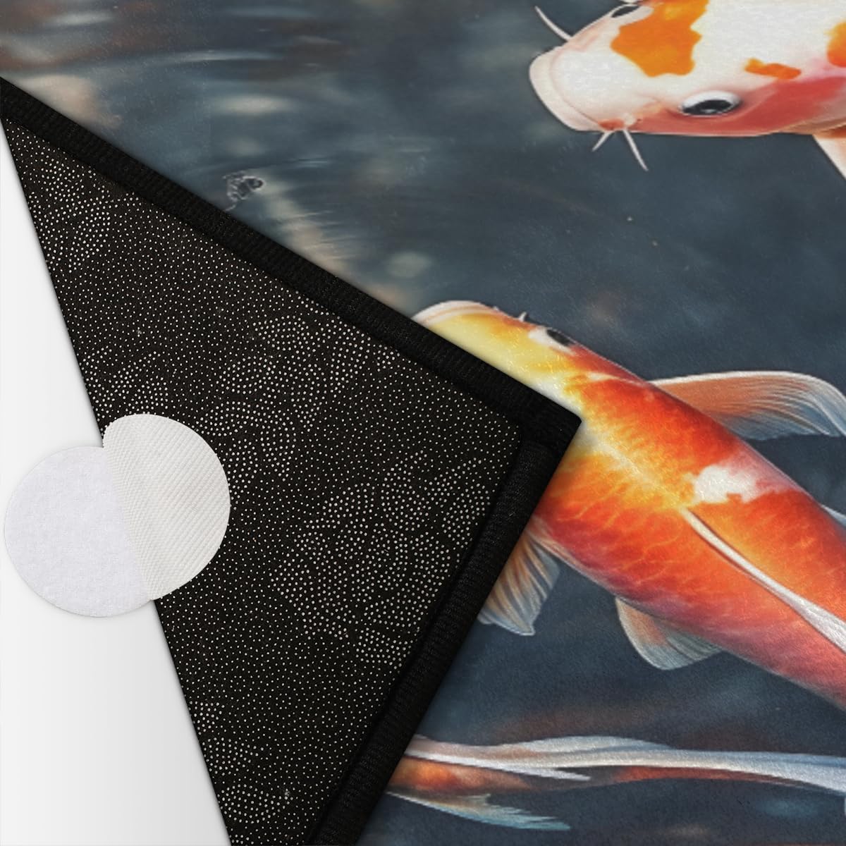 Half Round Door Mat, Japanese Koi Fish Non-Slip Half Circle Area Rug Traditional Fish Doormat Washable Durable Home Decor Half Moon Rug for Floor Indoor Outdoor Living Room Bedroom Kitchen Patio
