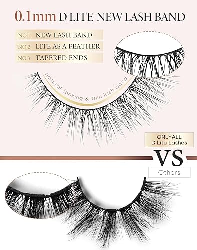 Miniatura 6 de Onlyall Pestañas naturales, pestañas postizas de aspecto natural, pestañas postizas acampanadas, pestañas postizas suaves y esponjosas, 7 pares D1