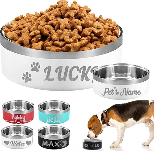 Miniatura 10 de Tazón personalizado para perro, cuencos personalizados para perros con nombre, platos de acero inoxidable grabados con láser, para perros grandes y