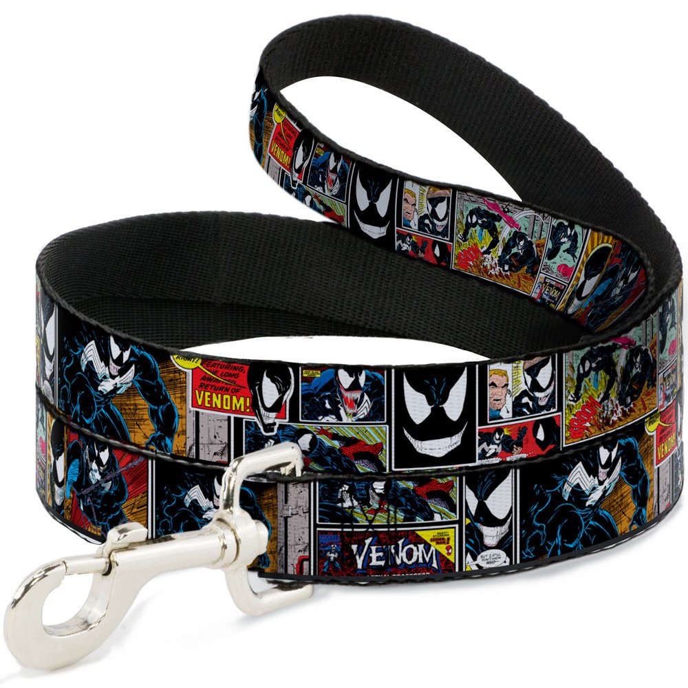 Buckle-Down Dog Leash Venom Comic Book Panels 4 Feet Long 0.5 Inch Wide, Multicolor (DL-WVN007-N)