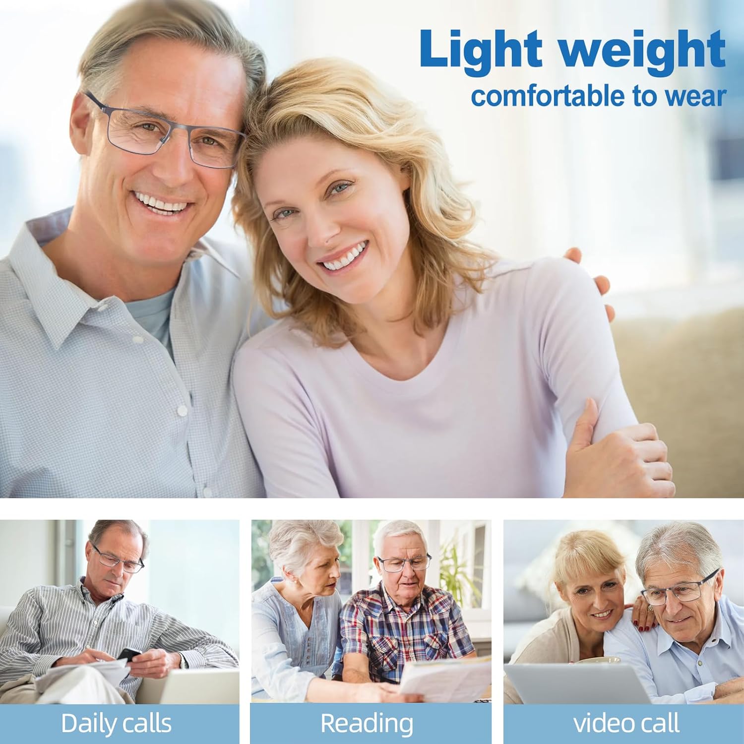 M.A.K 3pcs Reading Glasses Men, Metal Blue Light Blocking Readers, Spring Hinge Computer Readers Eyeglasses - Image 5