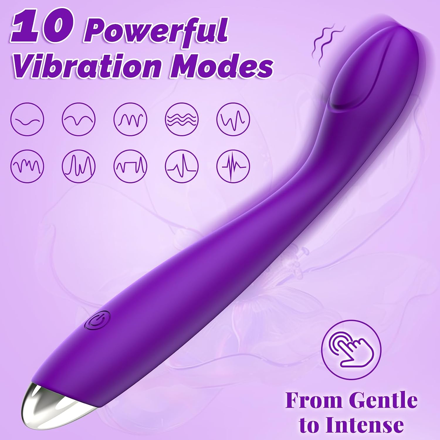 Vibrator Adult Sex Toys for Women, Erncuuc Clitoral G Spot Vibrator with 10 Vibrating Modes, IP68 Waterproof Rechargeable Dildo Vibrators, Female Finger Anal Silicone Dildos for Couples, Purple