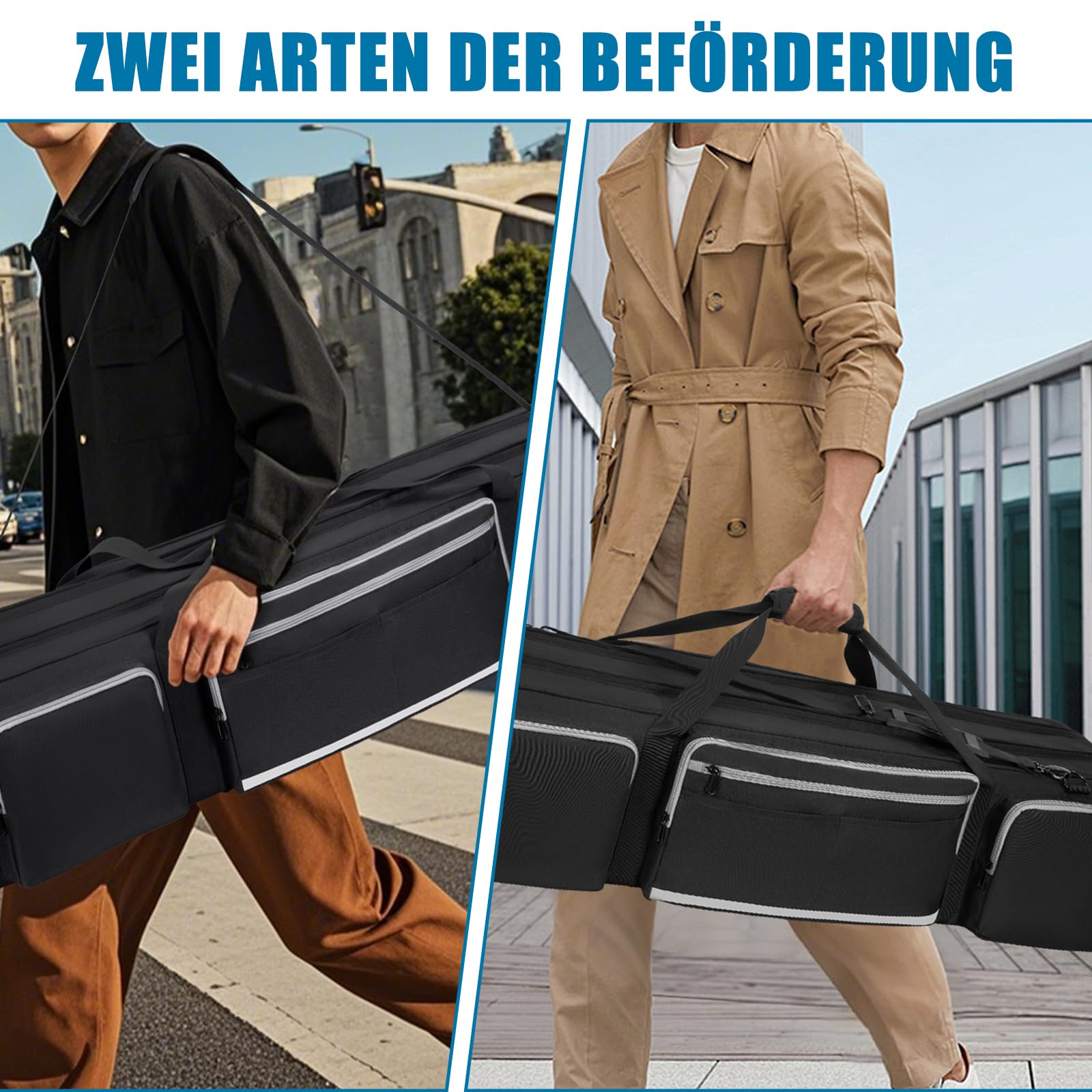OUUTMEE Bolsa de transporte para trípode, bolsa grande para trípode fotográfico con separadores acolchados extraíbles, bolsa de soporte de luz con base acolchada a prueba de golpes para trípodes de