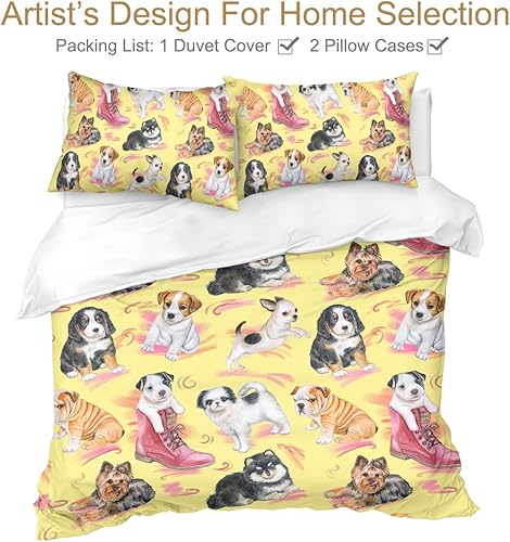 Miniatura 10 de Sleepwish Juego de ropa de cama con temática de perro, divertido Chihuahua con dona, funda de edredón de 3 piezas para niños, diseño de animales de