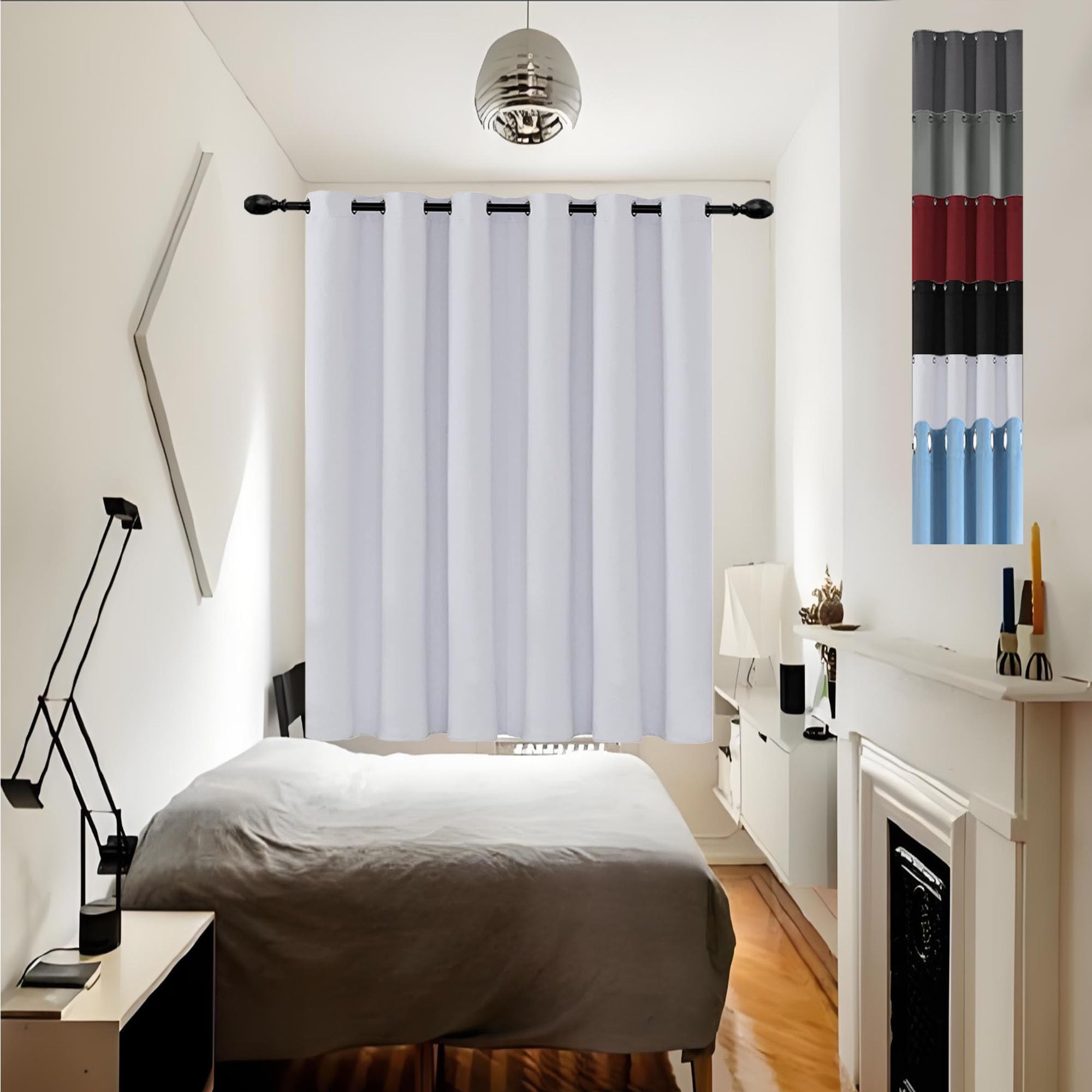 GOUSUN Blackout Curtains 240 x 170 cm Home Decorative Door Curtain Pencil Pleat Curtain Multiple Size and Colour for Bedroom,1 Panels, White