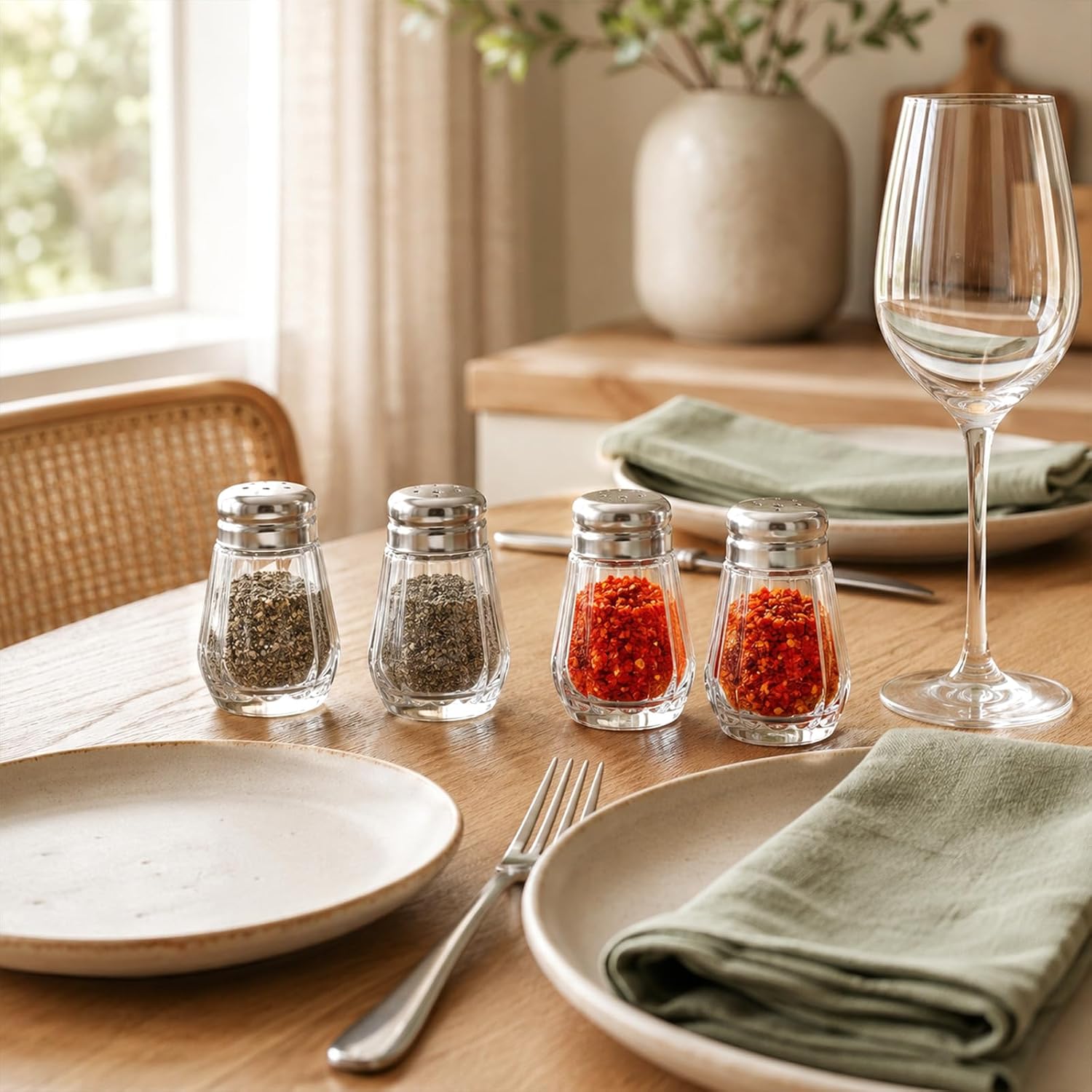 48 Mini Salt and Pepper Shakers, 0.5 oz Clear Glass Bulk Spice Containers