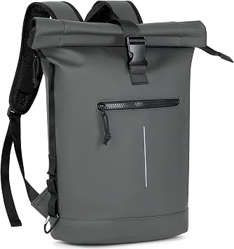 Lekeinchi 17-Inch Waterproof Laptop Backpack for Men and Women - Roll Top Design for School, Travel, Business, Work, and Camping(Grey)