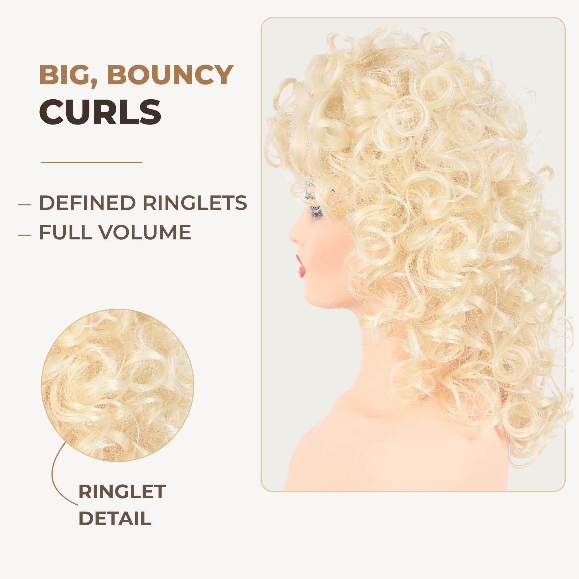 Big Blonde Curly Wig - Country Singer Costume -3