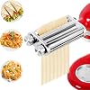 Pasta Maker Attachment for KitchenAid Mixers, Pasta Attachments 3 in 1 Set Included Dough Roller, Spaghetti and Fettuccine Cutters, Noodle Maker Accessory