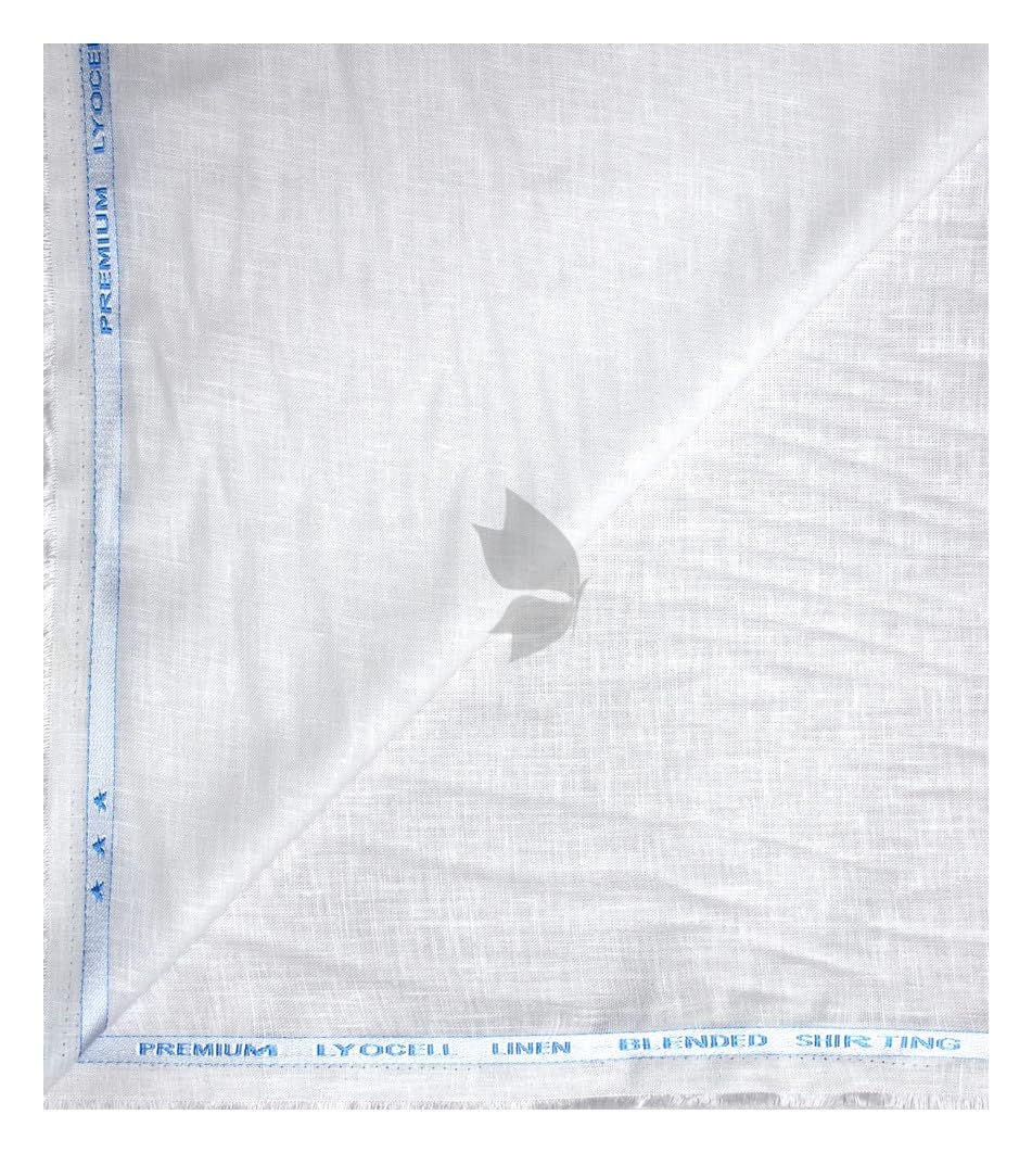 Siyaram's Premium Fabric with Linen (60%) + Lyocell (20%) + Cotton (20%) and Also high in Softness, Breathability, Durability White Colour Unstitched Shirt Fabric - 1.60 MTS / VV2296