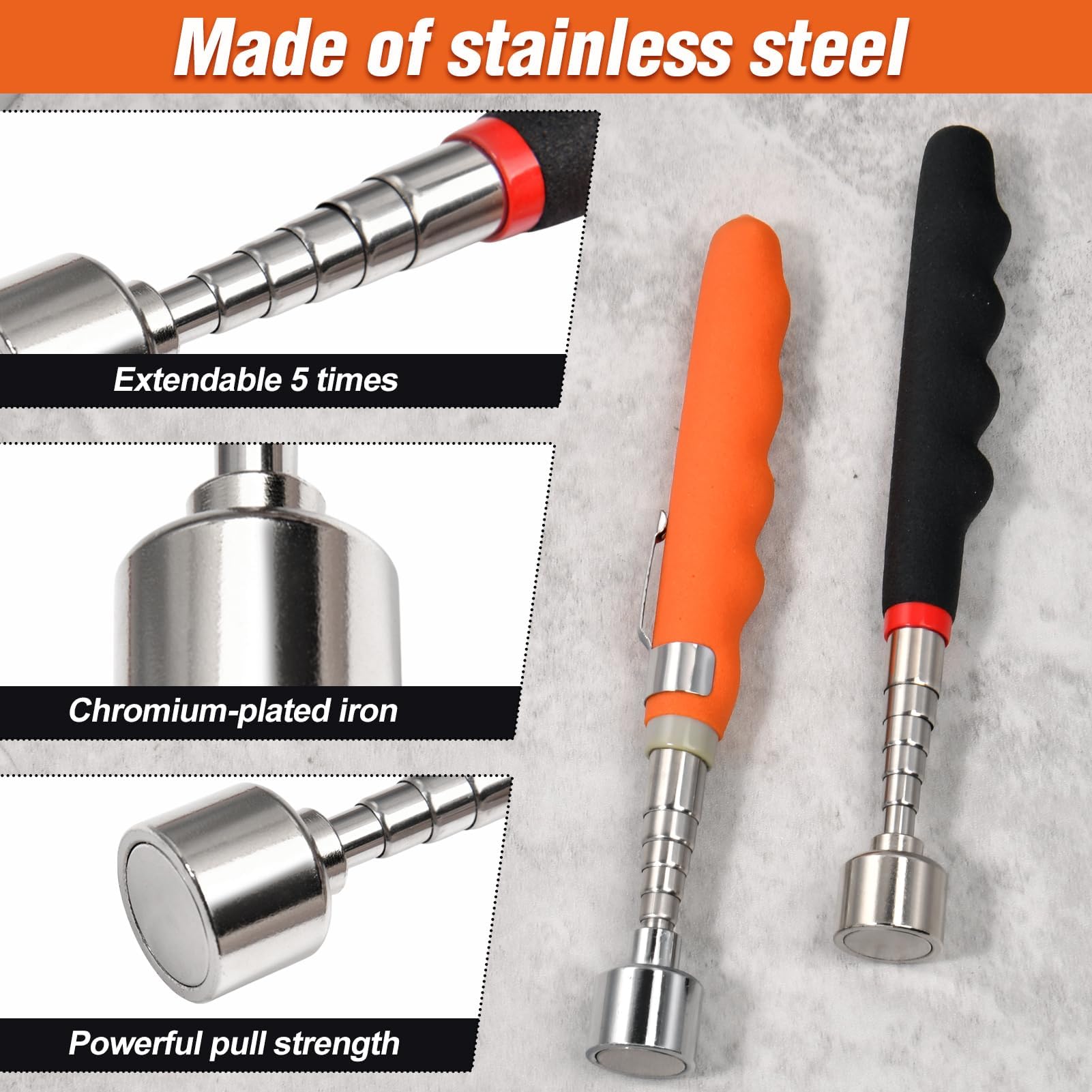 LEONTOOL 20 Lbs Magnetic Telescoping Pick Up Tool Extends from 7 to 30 inches Telescopic Magnet Stick Extension Tool Extendable Pickup Useful for Hard-to-Reach - Image 4