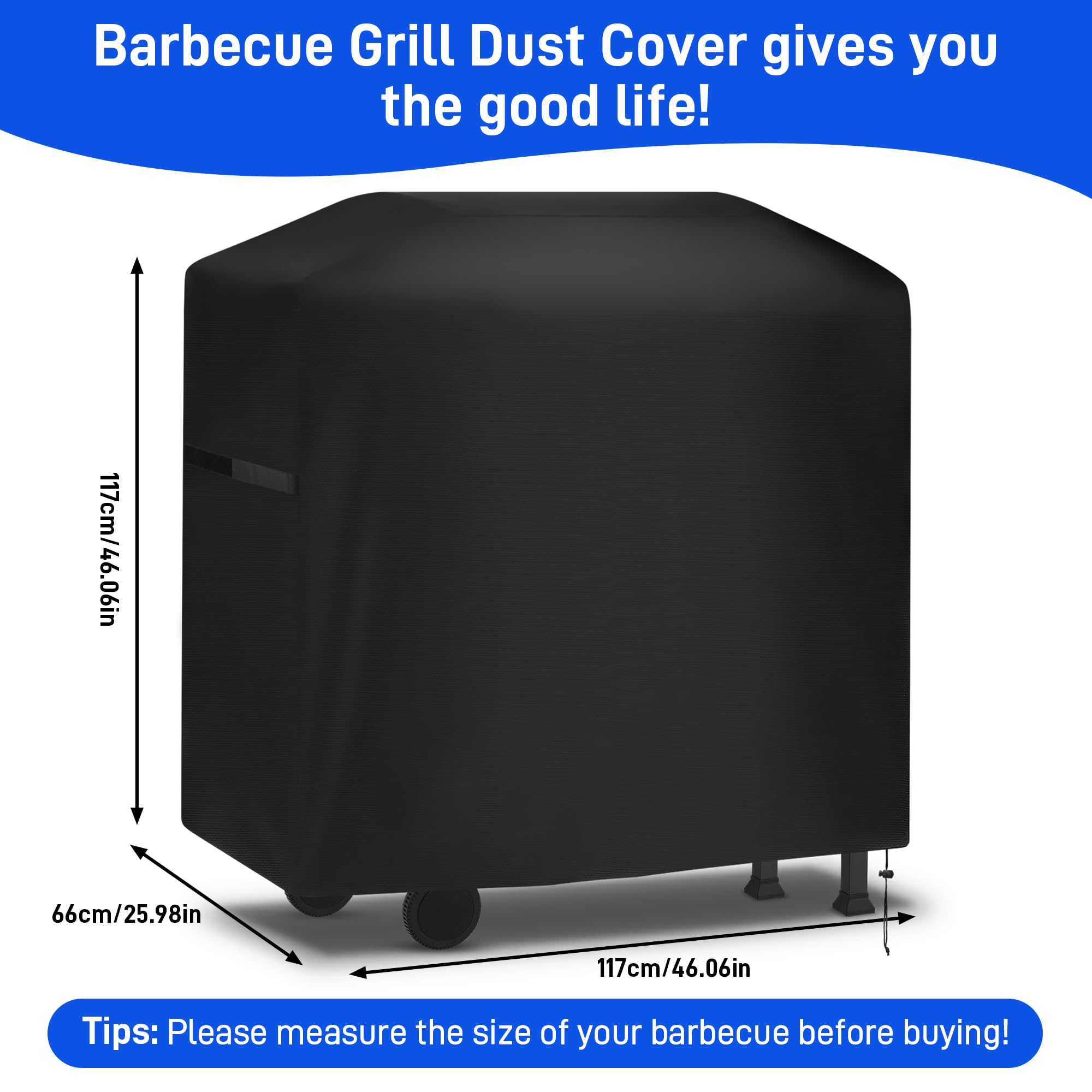 Yimomoyi 46 Inch Barbecue Covers, BBQ Covers Waterproof Heavy Duty Large, Barbeque Cover Waterproof Outdoor 420D Oxford Fabric, Windproof, Rip-Proof & Uv Protection, 117x66x117cm