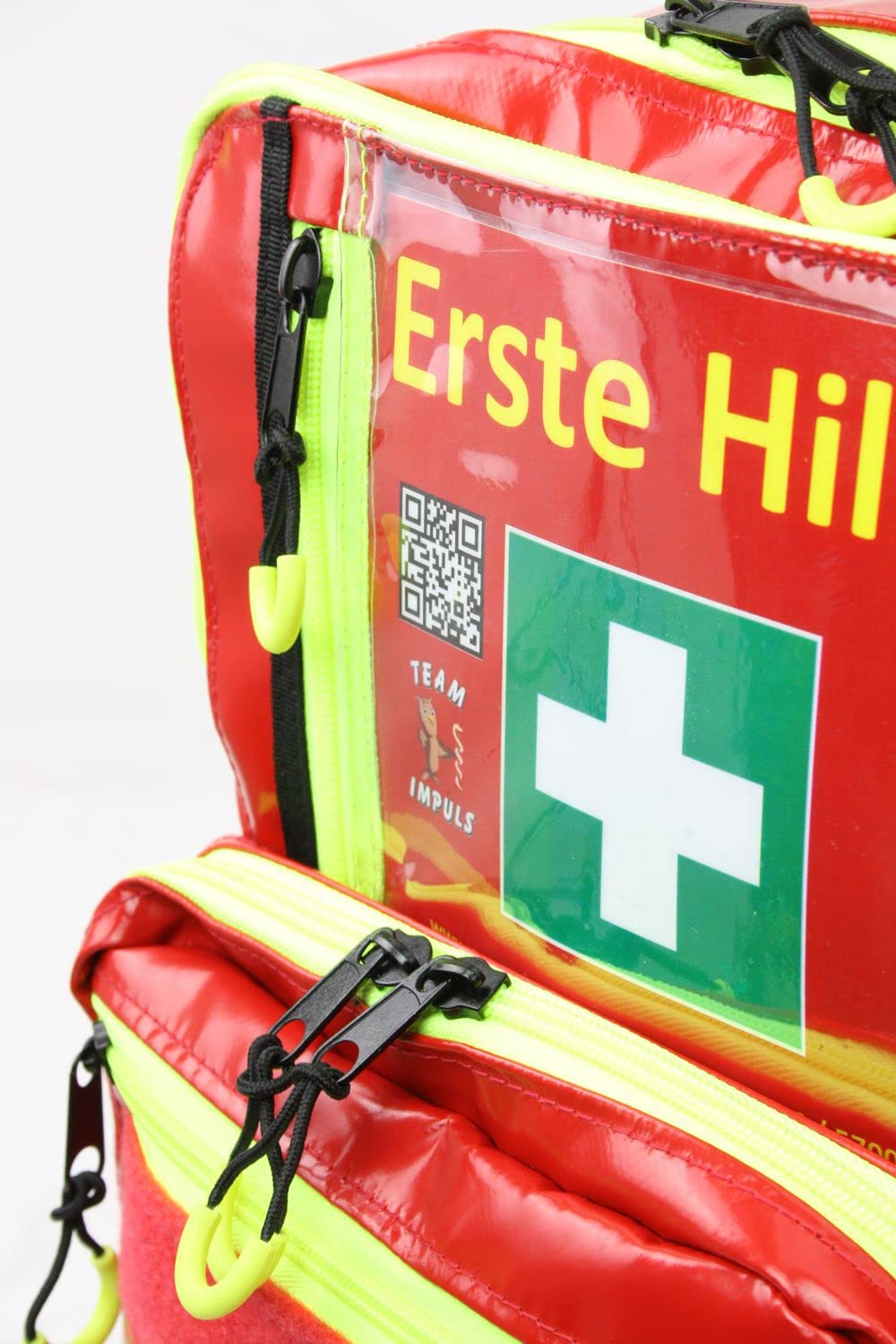 Erste Hilfe Notfallrucksack Schulsanitäter mit man. Blutdruckmessgerät & Stethoskop aus Plane mit Reflexstreifen
