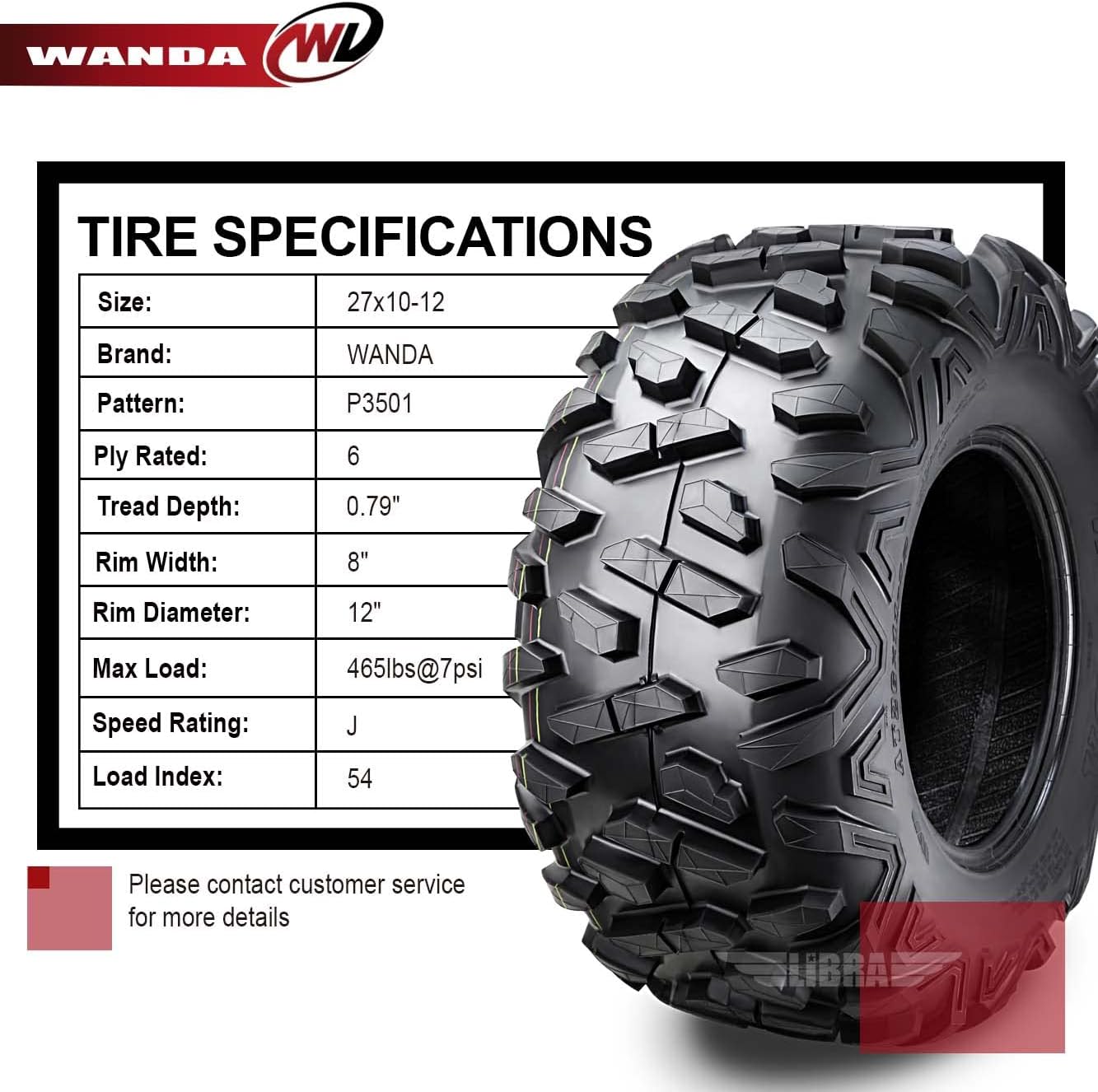 WANDA One All Terrain UTV ATV Tire AT 27x10-12 27x10x12 6PR Bighorn Style