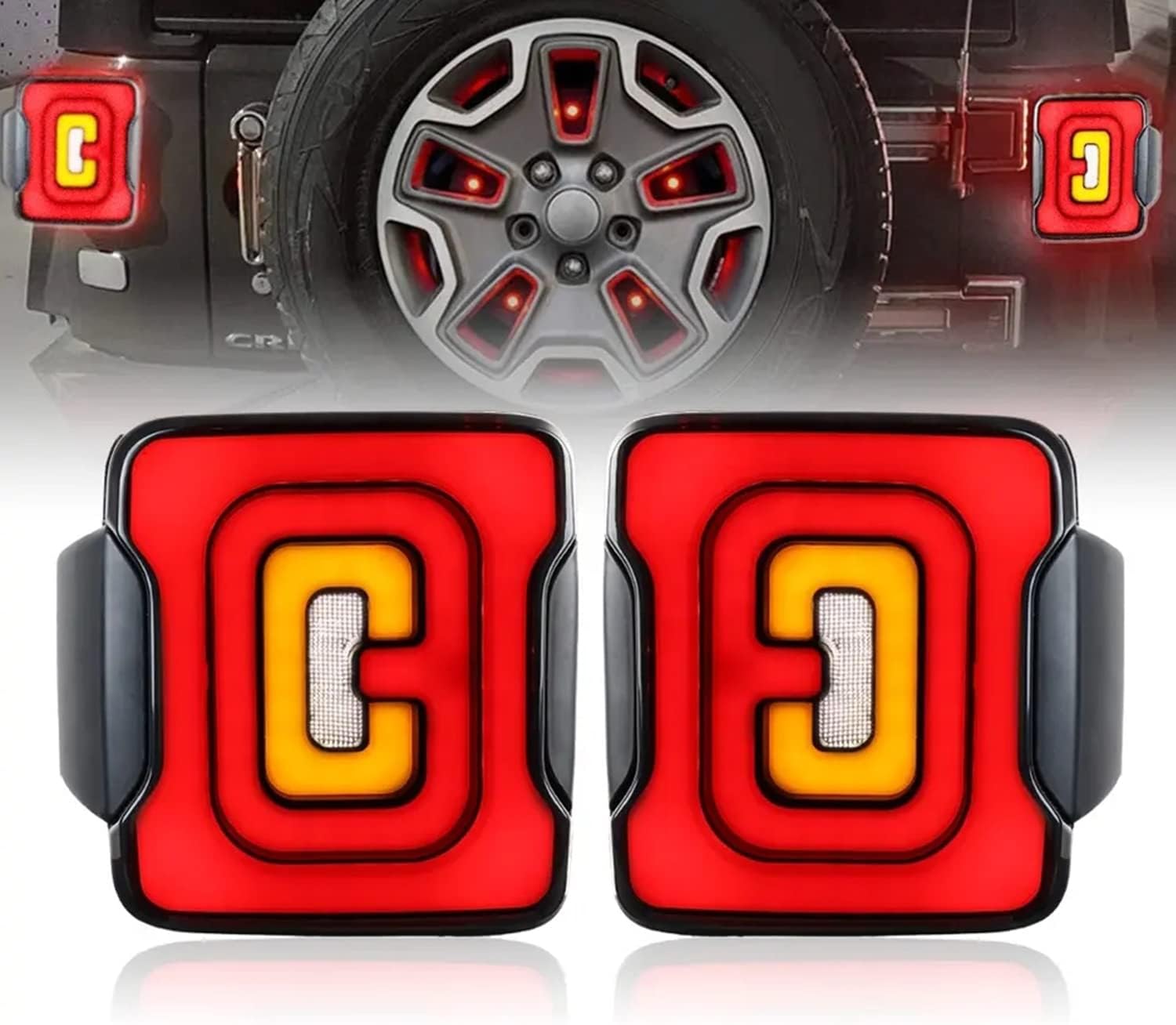 LED Tail Lights Compatible With Jeep Wrangler JL 2018-2021, Smoked Brake Reverse Light Rear Back Up Lights Daytime Running Lamps, Pair