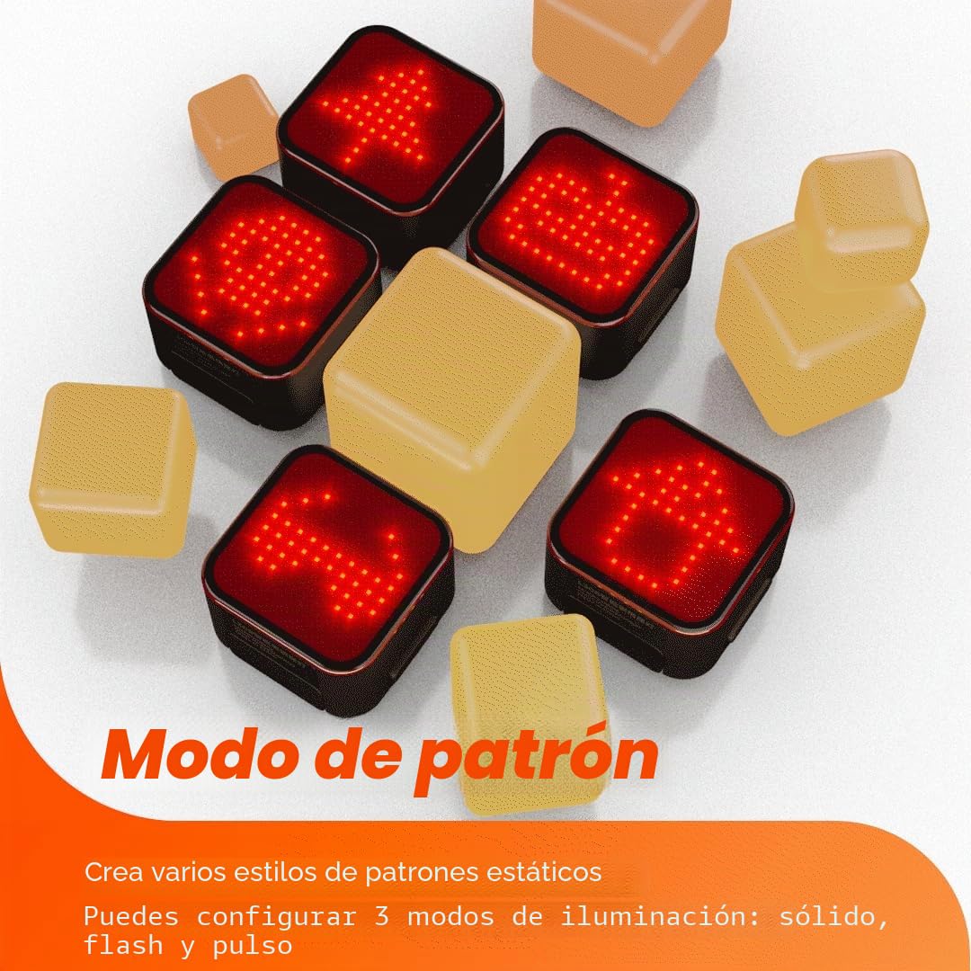 Magene L308 Luz Trasera de Bicicleta de expresión Inteligente Pantalla dinámica Emojis Personalizables Seguridad en Ciclismo 96 Luces LED COB Resistente al Agua (Cable de Carga no Incluido)