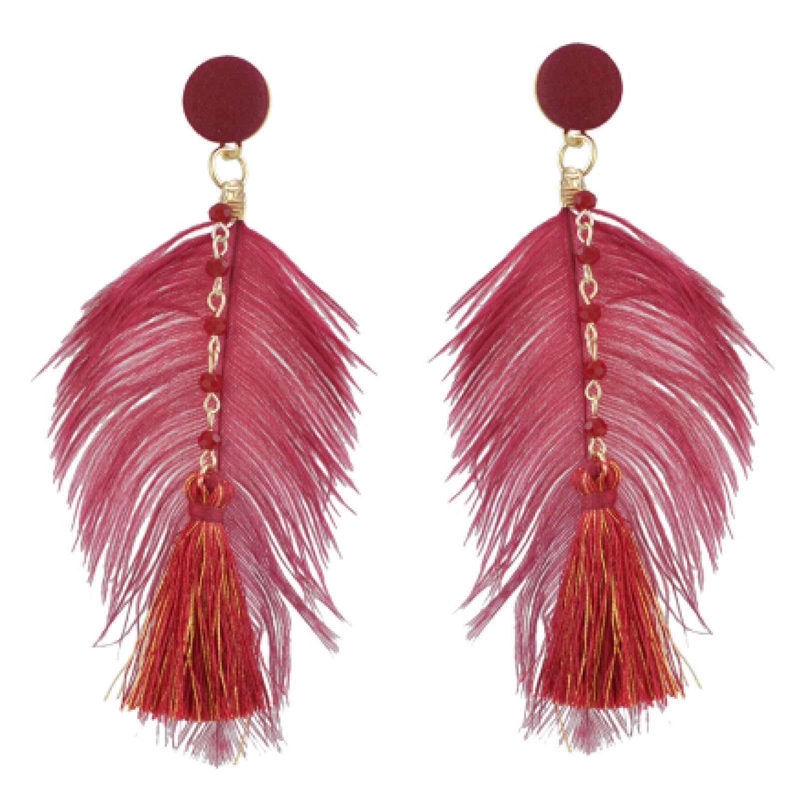 Pendientes de Plumas para Mujeres - Pendientes colgados de Plumas para Mujeres Boho Hilo de Seda Long y aretes de abatimiento ui