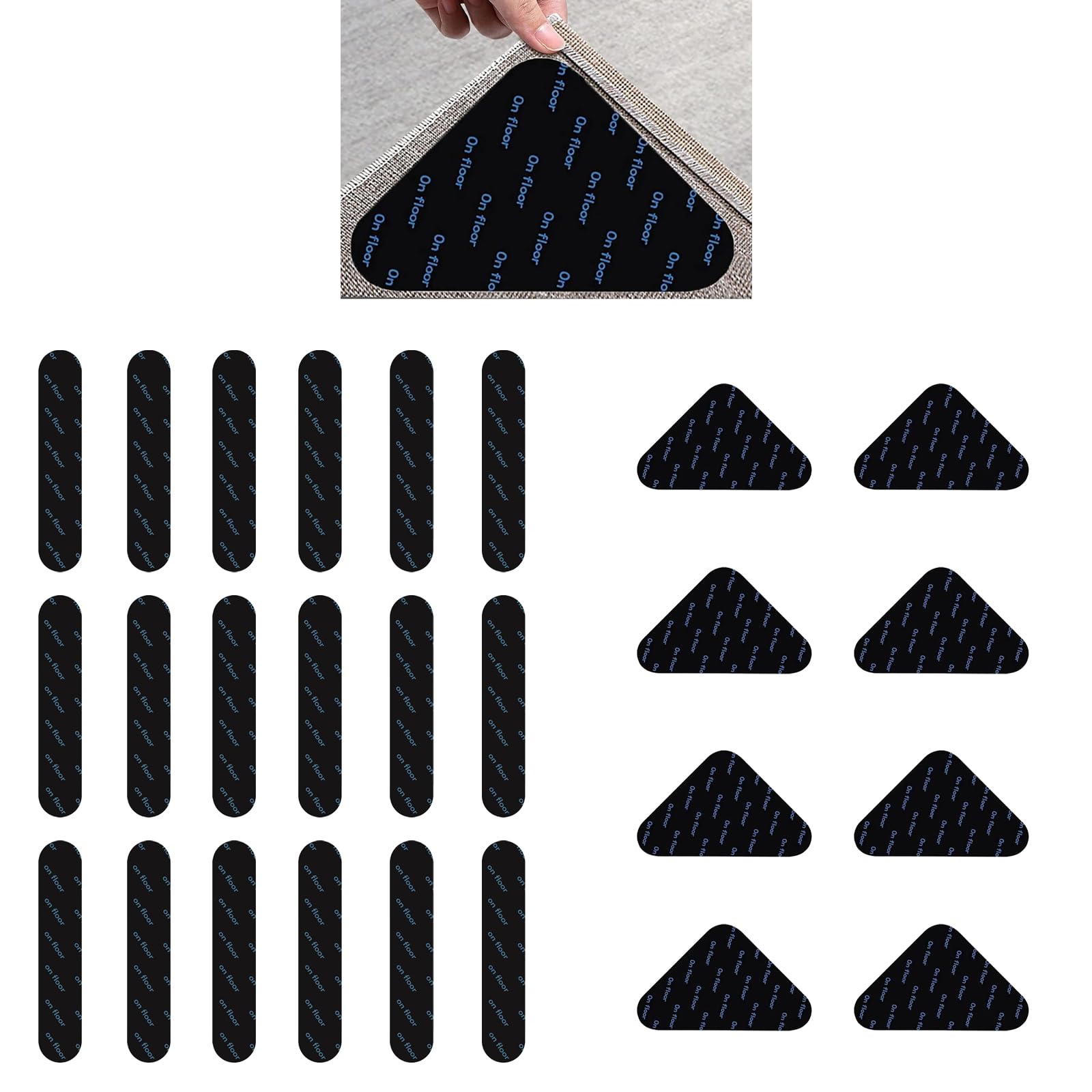 Carpet Grippers for Laminate Flooring, Carpet Gripper, Washable and Reusable Carpet Gripper, Black Carpet Gripper, High Viscosity Carpet Stickers for Carpets to Prevent the-image-40