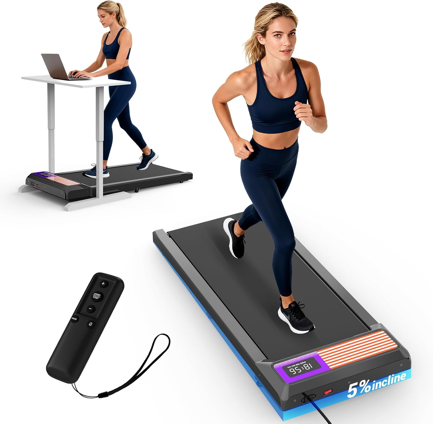 Caminadora Walking Pad LiyLou, 2.5 HP, Inclinación 5%, 265 lb