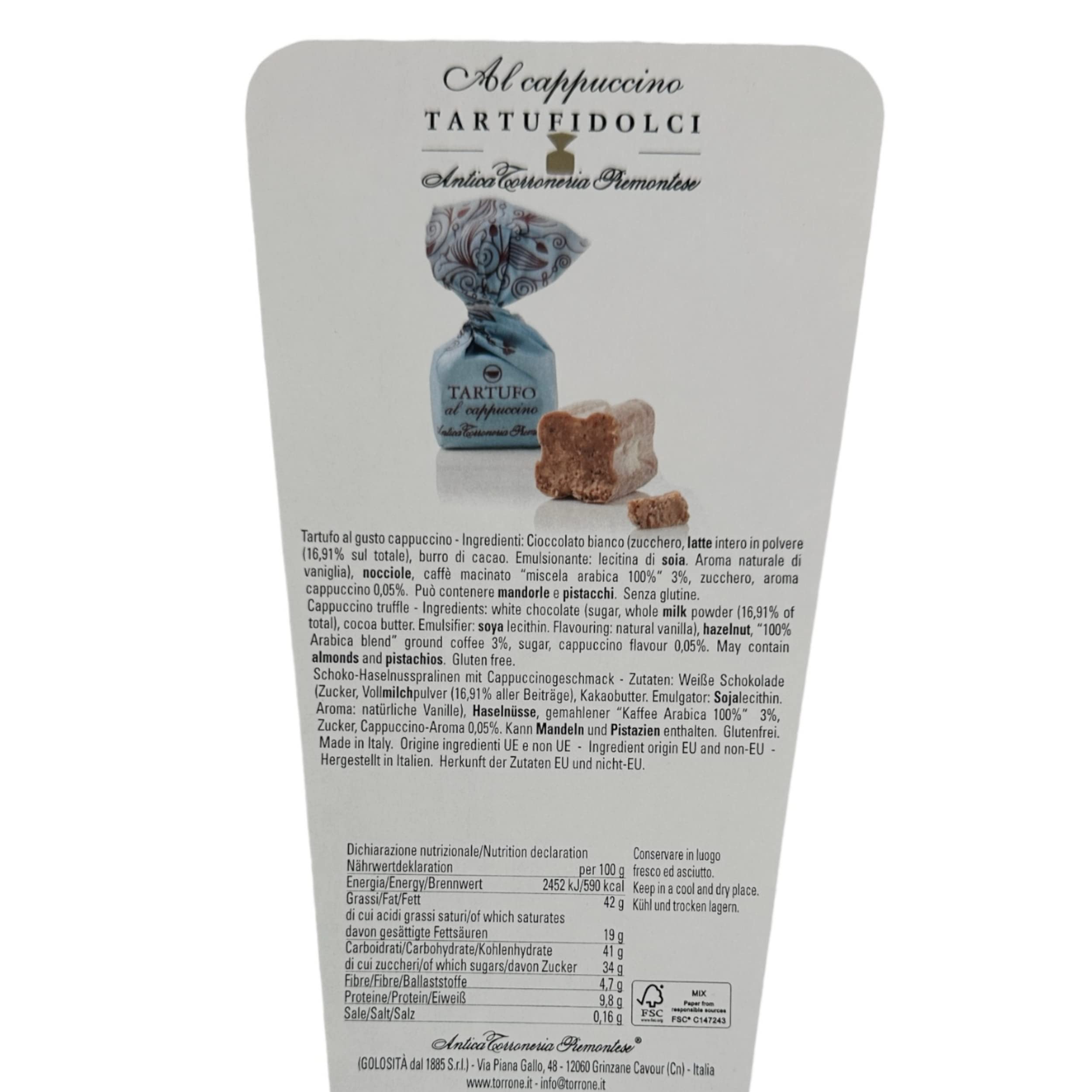 Antica Torroneria Piemontese - Italienische Tartufi dolci al cappuccino, KAUKAU Edition, 1kg Beutel, köstliche Cappuccino Schokoladentrüffel mit hochwertigen Zutaten wie Piemont-Haselnüssen und Kaffee
