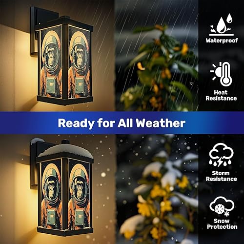 Miniatura 3 de Outdoor Wall Light Fixtures Gorilla Monkey Cool Room Bedroom Bathroom Astronaut Space Planet Exterior Waterproof Wall Sconce Lantern with Acrylic